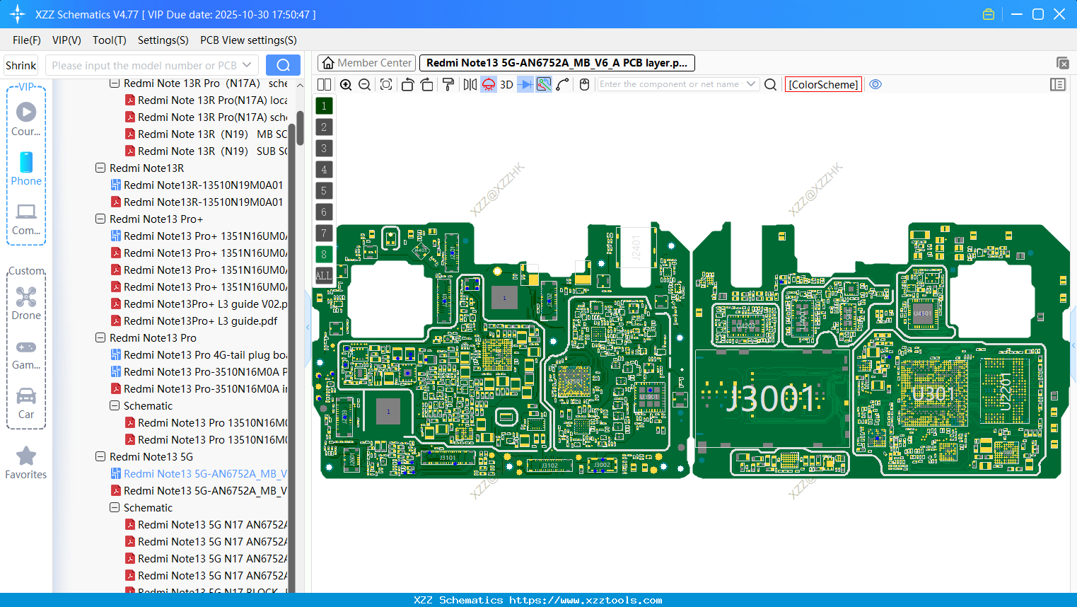 Xiaomi Redmi Note13 5G-AN6752A_MB_V6_A PCB Layer